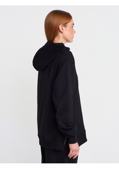 Dilvin 40401 Yanları Fermuarları Sweat Siyah