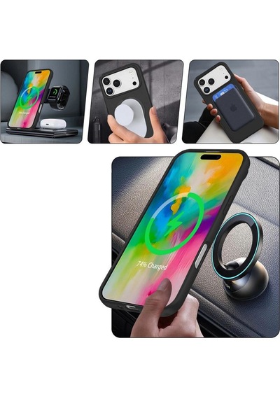 Apple, Uyumlu iPhone 17 Pro Regal Magsafe Standlı Kapak - Açık Pembe