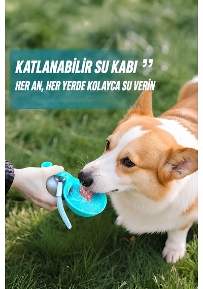 Çelik 350 Ml Mavi Taşınabilir Askılı Kedi Ve Köpek Seyahat Su Kabı Mt330