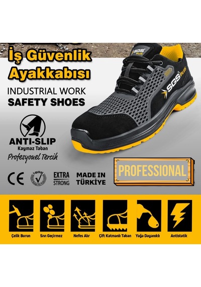 Sgs İş Ayakkabısı Flexo S1 No:45 Sgs3045 Siyah - Gri