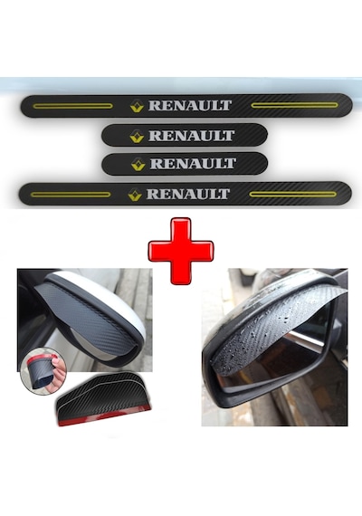 Renault 19 Uyumlu Carbon Kapı Eşiği + Ayna Yağmur Koruyucu (552943953)