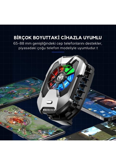 6000 Rpm Turbo Fan Rgb Işıklı Ultra Hafif Telefon Soğutucu Radyatör Tüm Telefonlara Uyumlu