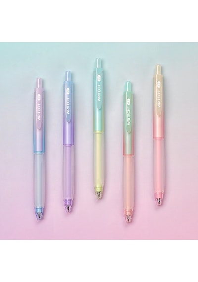Wrıtech W-0178 0,5mm Soft Grıp Pembe Gövde Mavi Jel Kalem - 12'li Kutu Ahşap