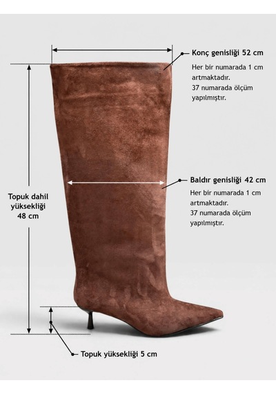 Erva'nın Butiği Kahve Süet Veray Xl Oversize Kalın Baldır 5 Cm Mini Topuk Çizme-6517