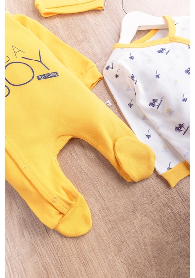 Babymod Palmiye Desenli Boy Baskılı 2'li Uzun Kollu Erkek Bebek Tulum Takım 001