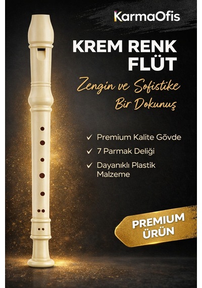 Krem Renk Flüt - Dayanıklı Plastik Çocuk Okul Flütü