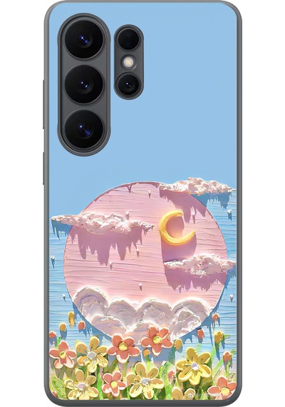 Samsung Galaxy S26 Ultra Uyumlu Çiçekli Ay Baskılı Silikon Kılıf Renkli