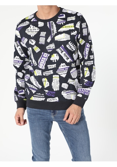 Colin's Regular Fit Baskılı Mavi Erkek Sweatshirt CL1046291_Q1.V1_NAV