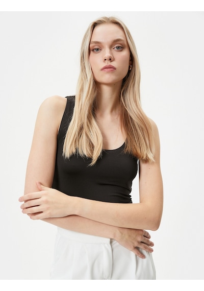 Koton Askılı Atlet Basic U Yaka Slim Fit Siyah 4sak10013ek 4SAK10013EK999