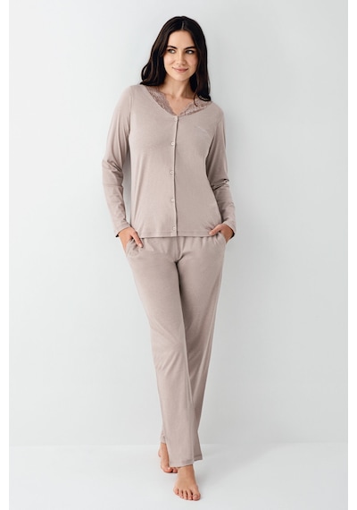 Pierre Cardin Kadın Kahverengi Pijama Takımı Pc9116-s-v2 Kahverengi