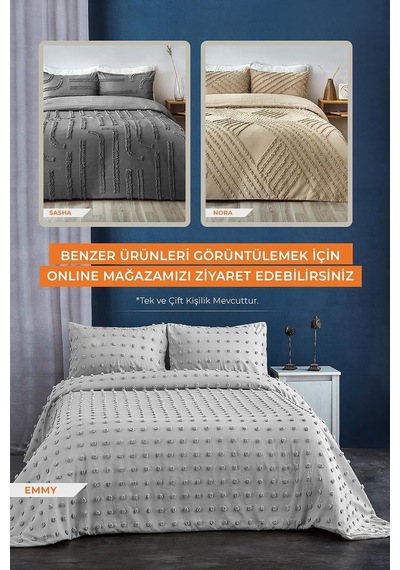 Pamuklu Aimar Yatak Örtüsü Takımı Tek Kişilik Günlük Çift Taraflı Boho 2 Parça Elyaf Dolgulu Pudra Çok Renkli