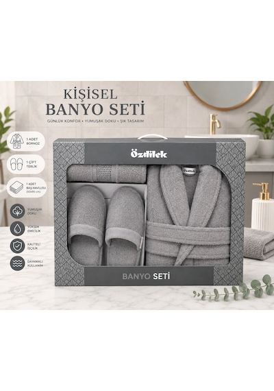 Özdilek Colourist Gümüş Kişisel Banyo Bornoz Seti Xl Beden