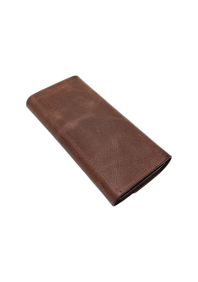 Westpolo Malone Unisex Hakiki Eskitme Deri Telefon Bölmeli El Portföyü Cüzdan - Kapuçino Taba
