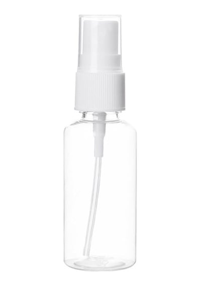 100 Adet - 30ml Plastik Mini Boş Şeffaf Pet Sprey Şişe - Beyaz Sprey Başlık