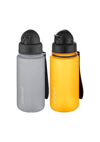 Uzspace 2'li Pipetli Tritan Matara Seti 400 Ml Fiftyfifty -3024seta Gri - Turuncu