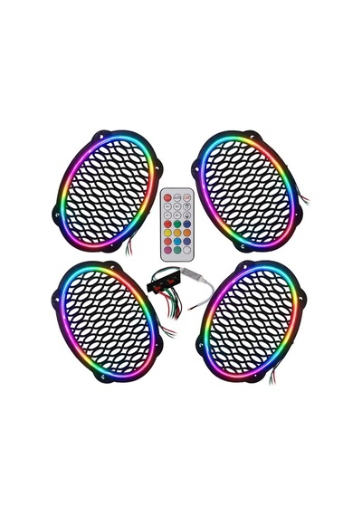 Poke Pk-5653 4 Adet Oval Oto Hoparlör Kapağı Kumandalı Pixel Ledli Rgb Animasyonlu Kapak