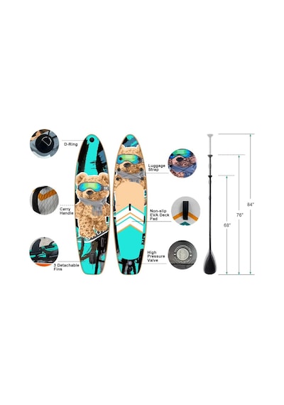 Ultty Sup Paddle Board Seti Şişme Paddle Board + Kürek + Pompa Sup Board/stand Up Paddle Turkuaz