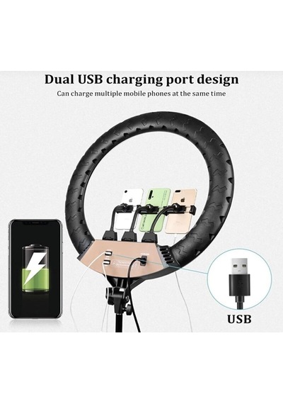 Tr 21 İnch 53cm Extra Büyük Boy Youtuber Led Işıklı Halka Telefon Tutuculu Uzaktan Kumada Selfie/yayıncı/makyaj I