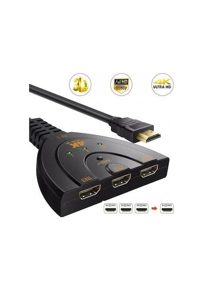 4K Hdmi Switch Çoklayıcı Çoğaltıcı 3 Port Ultra Hd