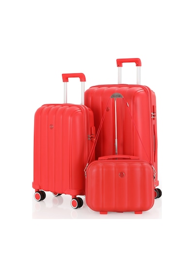 Mçs Polipropilen 3lü Valiz Seti Orta & Kabin & Makyaj V305 S21yy1000079-set 00004 Kırmızı