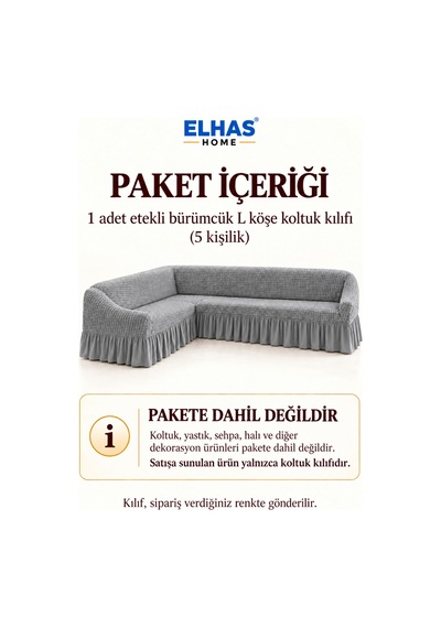 Bürümcük Kumaş 5 Kişilik Etekli L Köşe Koltuk Kılıfı Yeşil - 934819522 Yeşil