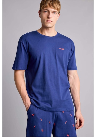 Defacto %100 Pamuk New Regular Fıt Kısa Kollu 2li İndigo Şortlu Pijama Takımı I0686ax26hsın42 İndigo-ın42 Defacto %100 Pamuk New Regular Fıt Kısa Kollu 2li İndigo Şortlu Pijama Takımı I0686ax26hsın42 İndigo-ın42