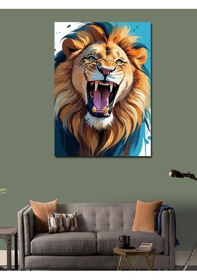 Kanvas Tablo Kükreyen Aslan Portresi 70cmx100cm