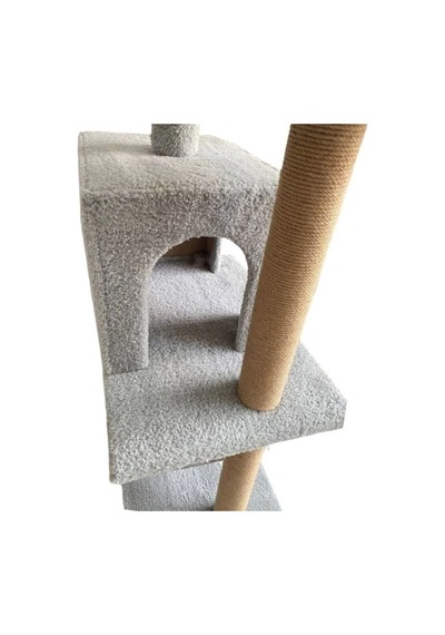 Reyo Pet Y01 Salıncaklı Yuvalı Lüx Kedi Tırmalama Oyun Evi Gri