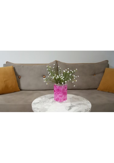 Vazoda Çiçek Dekoratif Beyaz Yapay Çiçek Vazo Dahil Pembe 7 x 7 x 17 CM