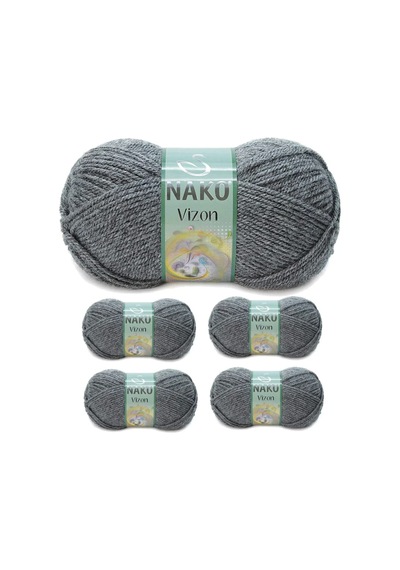 Tedar 5 Adet Vizon Premium Akrilik El Örgü İpi Yünü Renk No:193 Loş Gri Najmaddin (No:1) 8.5Cm X 10.5 Cm