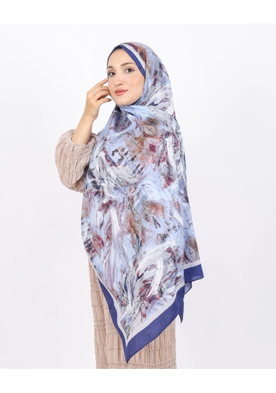 Luissa Bambu Kraş Şal Pastel Desen Lacivert