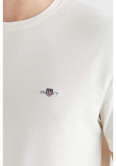 Gant Erkek Beyaz Bisiklet Yaka Regular Fit Logolu T-shirt-14691