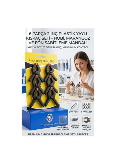 6 Parça 2 İnç Plastik Yaylı Kıskaç Seti - Hobi, Marangoz Ve Fon Sabitleme Mandalı 723186 Str-mn346 Diğer