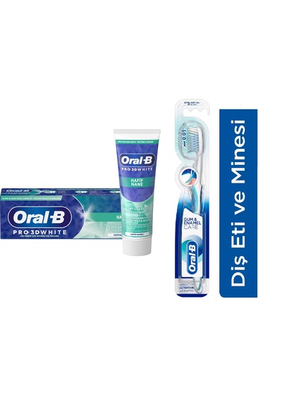 Oral-B 3D White Hafif Nane Diş Macunu 75 ML + Health Ultra İnce Diş Fırçası 1+1
