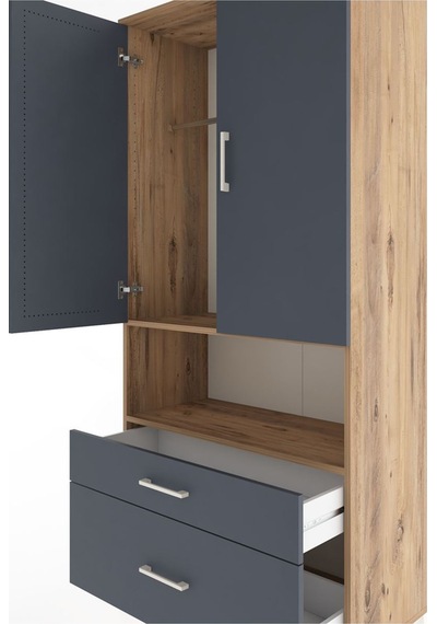 Hyperion Dolap 2 Raflı 2 Çekmeceli Tek Askılı 88x44x195 Çam-a... Çam Hyperion Dolap 2 Raflı 2 Çekmeceli Tek Askılı 88x44x195 Çam-a... Çam
