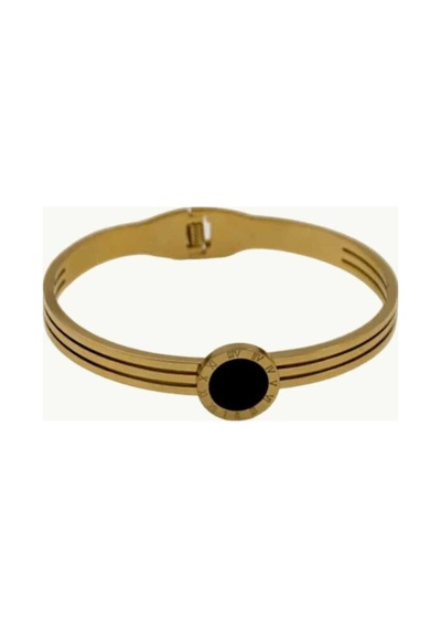 Siyah Taşlı Kelepçe Bileklik Gold - 661094337 Gold