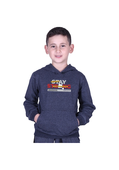 Fyk Kids Kapüşonlu Kanguru Cepli Stay Strong Baskılı Erkek Çocuk Sweatshirt Füme
