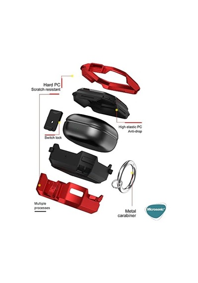 Galaxy Buds Fe İçin Kılıf Darbeye Dayanıklı Sert Koruyucu + Askılık Siyah Galaxy Buds Fe İle Uyumlu Kılıf - Siyah