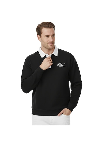 Deepsea Erkek Siyah Relax Fit İçi Polarlı Polo Yaka Sweatshirt Pamuklu Kalın Sweatshirt 2600762 Siyah Deepsea Erkek Siyah Relax Fit İçi Polarlı Polo Yaka Sweatshirt Pamuklu Kalın Sweatshirt 2600762 Siyah