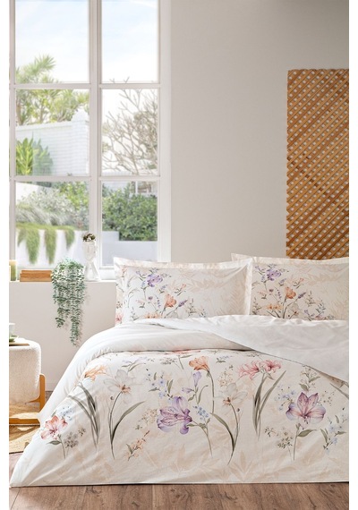 White Lilly Çift Kişilik Nevresim Takımı Beyaz-lila