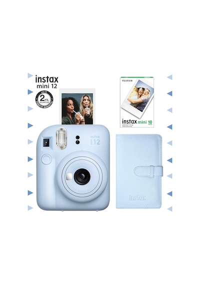 Fujifilm Instax Mini 12 Fotoğraf Makinesi + 10'lu Film + Laporta Albüm Seti Mavi