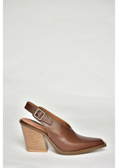 Fox Shoes U654304203 Kahverengi Hakiki Deri Western Topuklu Ayakkabı
