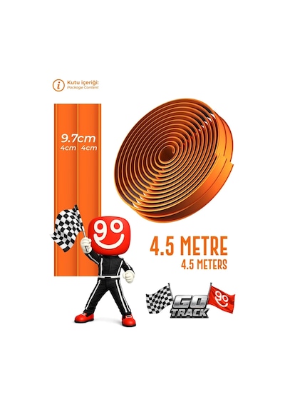 Go Track Turuncu Renk Esnek Yarış-aksiyon Pisti 4.5 Mt - Flex Track Turuncu