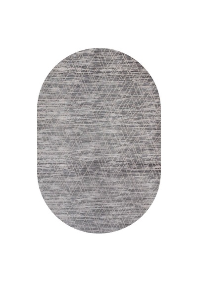 Geometrik Desenli Nar Yumuşak Dokulu Akrilik Oval Halı Nr02 Antrasit
