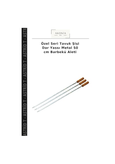 Özel Seri Tavuk Şişi Dar Yassı Metal 50 Cm Barbekü Aleti