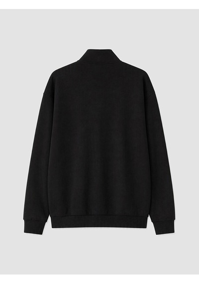 Lcw Eco Siyah Dik Yaka Erkek Fermuarlı Sweatshirt