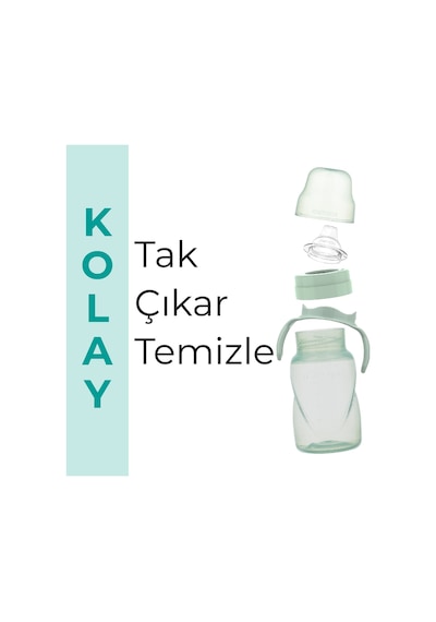 Mamajoo Kulplu Akıtmaz Eğitici Bardak Powder Green 270 ML & Anti-Kolik Yeşil