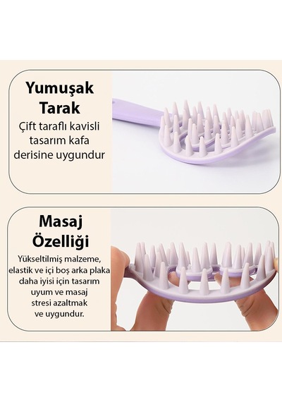 Ezere Saç Derisi Masaj Ve Yumuşak Yıkama Tarağı Mor