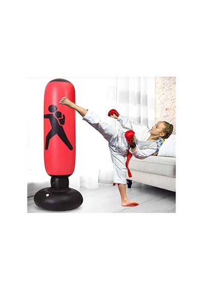 Şişme Boks Torbası 120 Cm Ayaklı Çocuk Şişme Boks Çocuk-kids Siyah