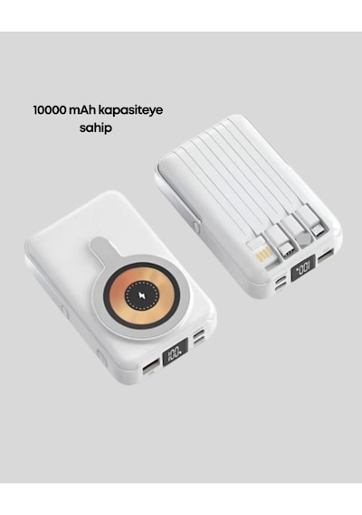 Manyetik Kablosuz Powerbank 22.5w Hızlı Şarj Lcd Ekranlı - Sarı